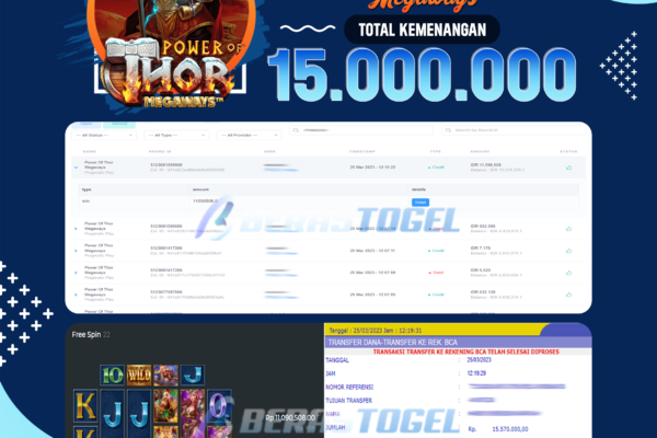 bukti jp slot berastogel : power of thor