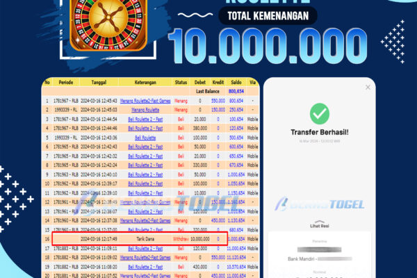 BUKTI JACKPOT BERASTOGEL CASINO