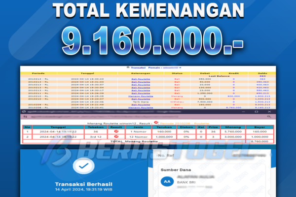 BUKTI JACKPOT BERASTOGEL CASINO