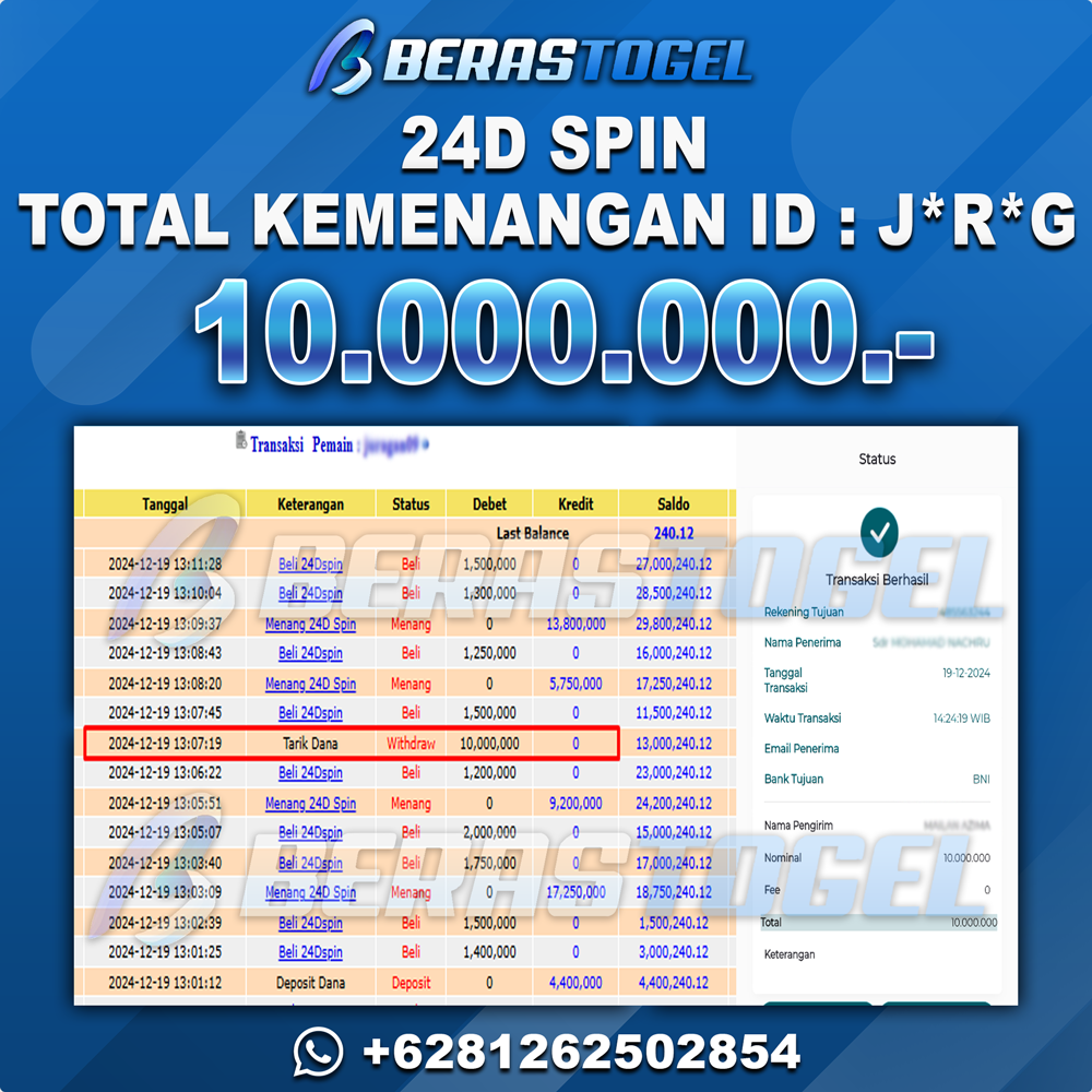 BUKTI JACKPOT BERASTOGEL CASINO