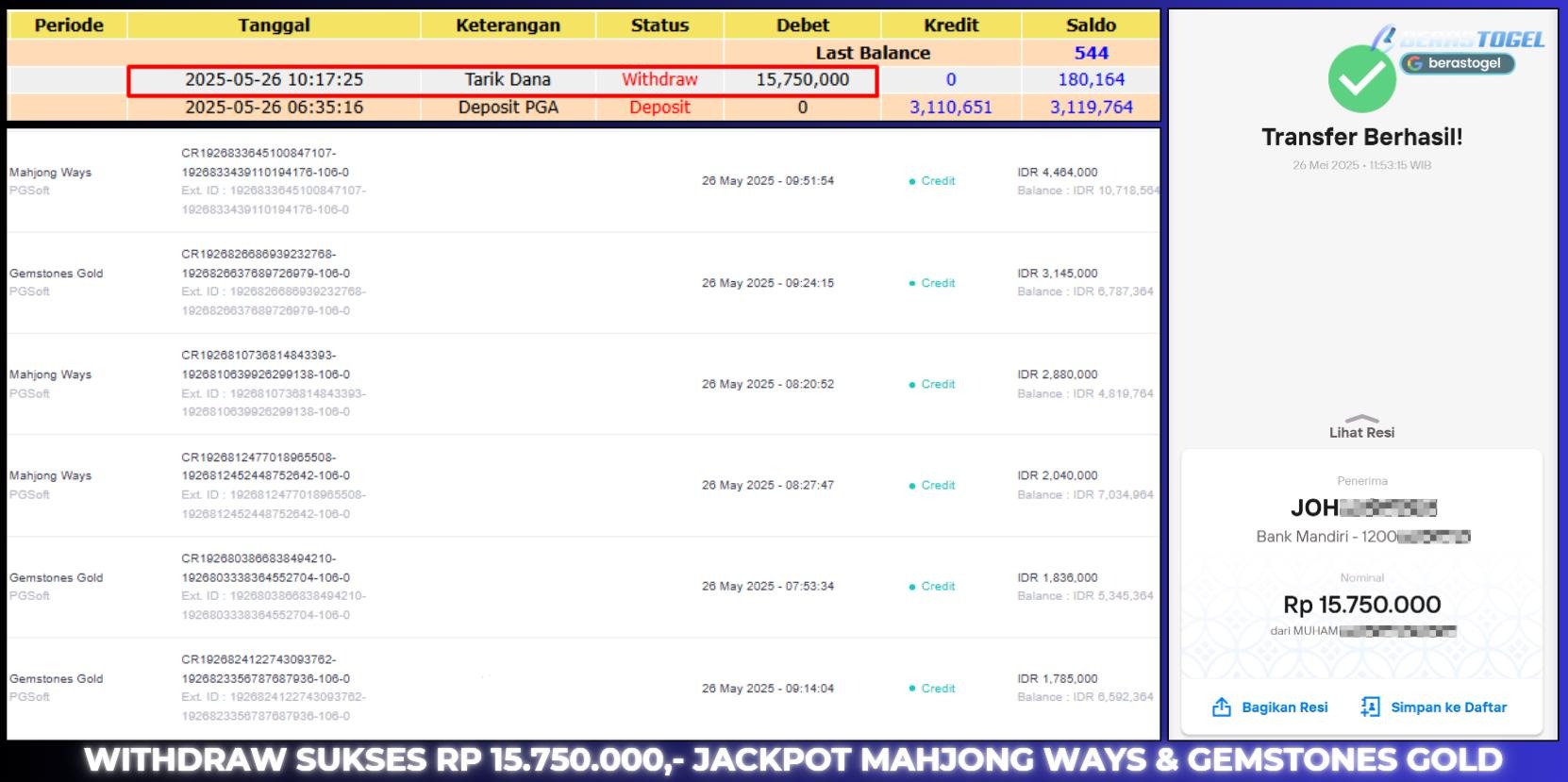 BUKTI JACKPOT BERASTOGEL SLOT