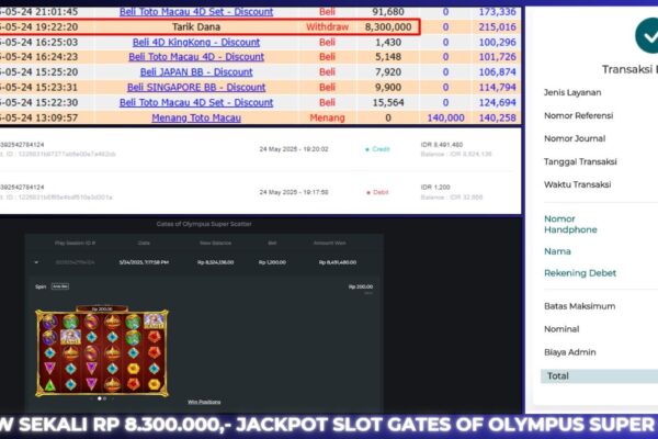KEMENANGAN SLOT BERASTOGEL BUKTI : GATES OF OLYMPUS SUPER SCATTER RP. 8.300.120 BUKTI JACKPOT BERASTOGEL SLOT