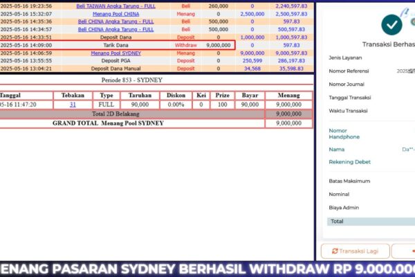 GACOR TOGEL JACKPOT BERASTOGEL : SYDNEY LOTTO RP. 9.000.000 BUKTI JACKPOT BERASTOGEL TOGEL