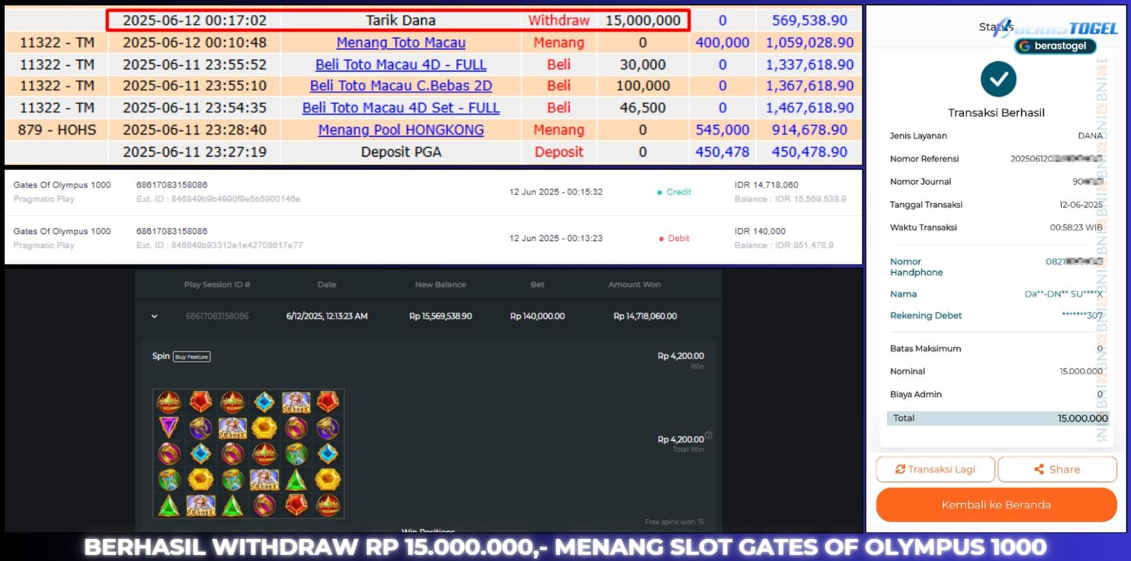 BUKTI JACKPOT BERASTOGEL SLOT