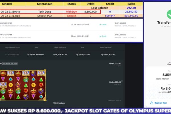 KEMENANGAN SLOT BERASTOGEL BUKTI : GATES OF OLYMPUS SUPER SCATTER RP. 8.600.000 BUKTI JACKPOT BERASTOGEL SLOT