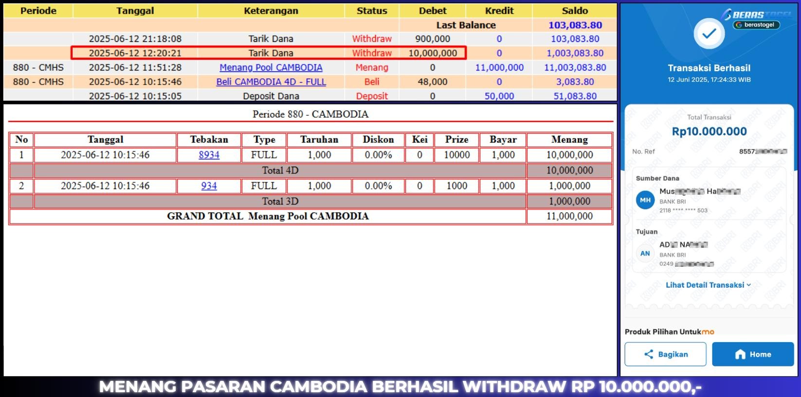 BUKTI JACKPOT BERASTOGEL TOGEL