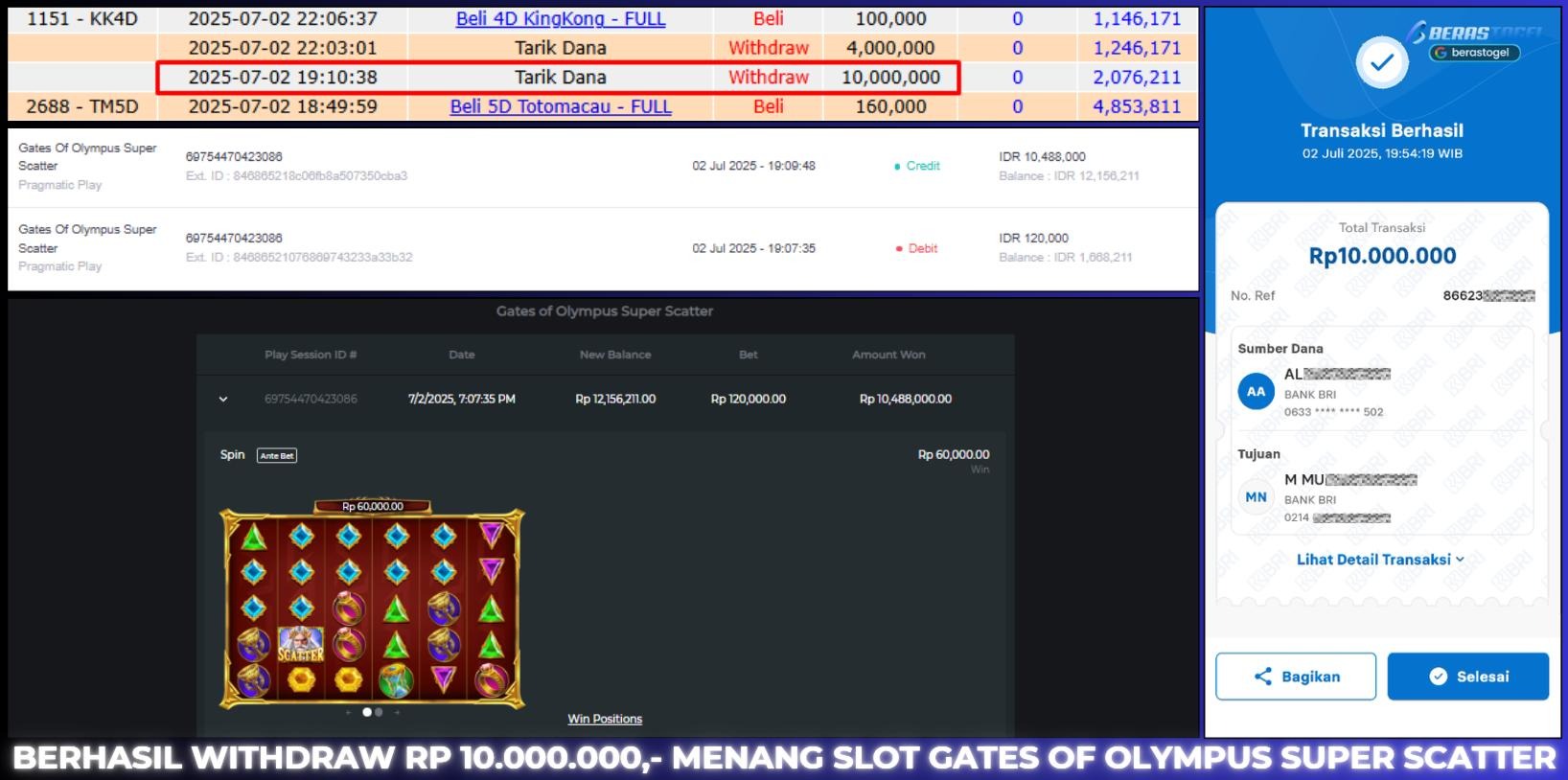 BUKTI JACKPOT BERASTOGEL SLOT