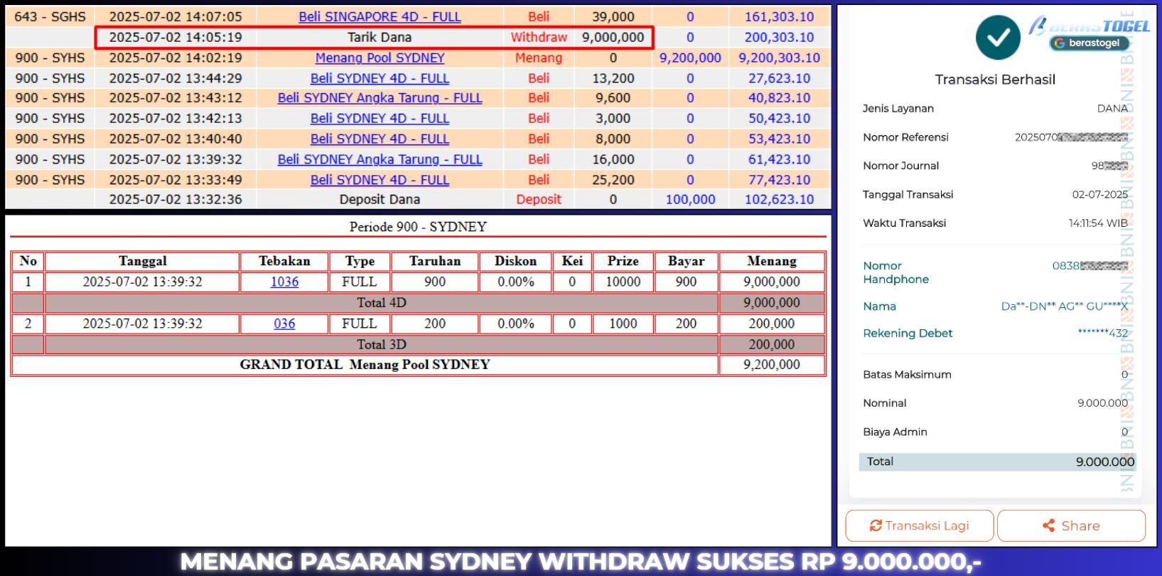 BUKTI JACKPOT BERASTOGEL TOGEL