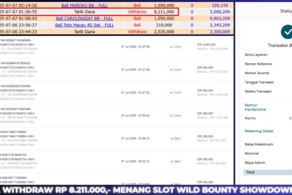 BUKTI JACKPOT PEMBAYARAN WILD BOUNTY SHOWDOWN RP. 8.211.000 BUKTI JACKPOT BERASTOGEL SLOT