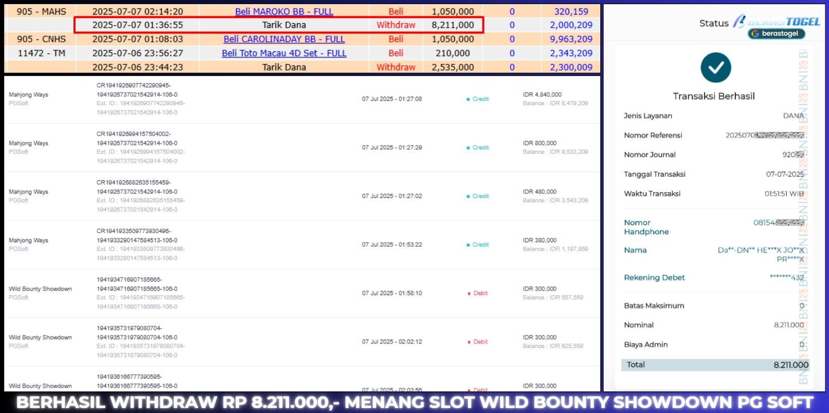 BUKTI JACKPOT BERASTOGEL SLOT