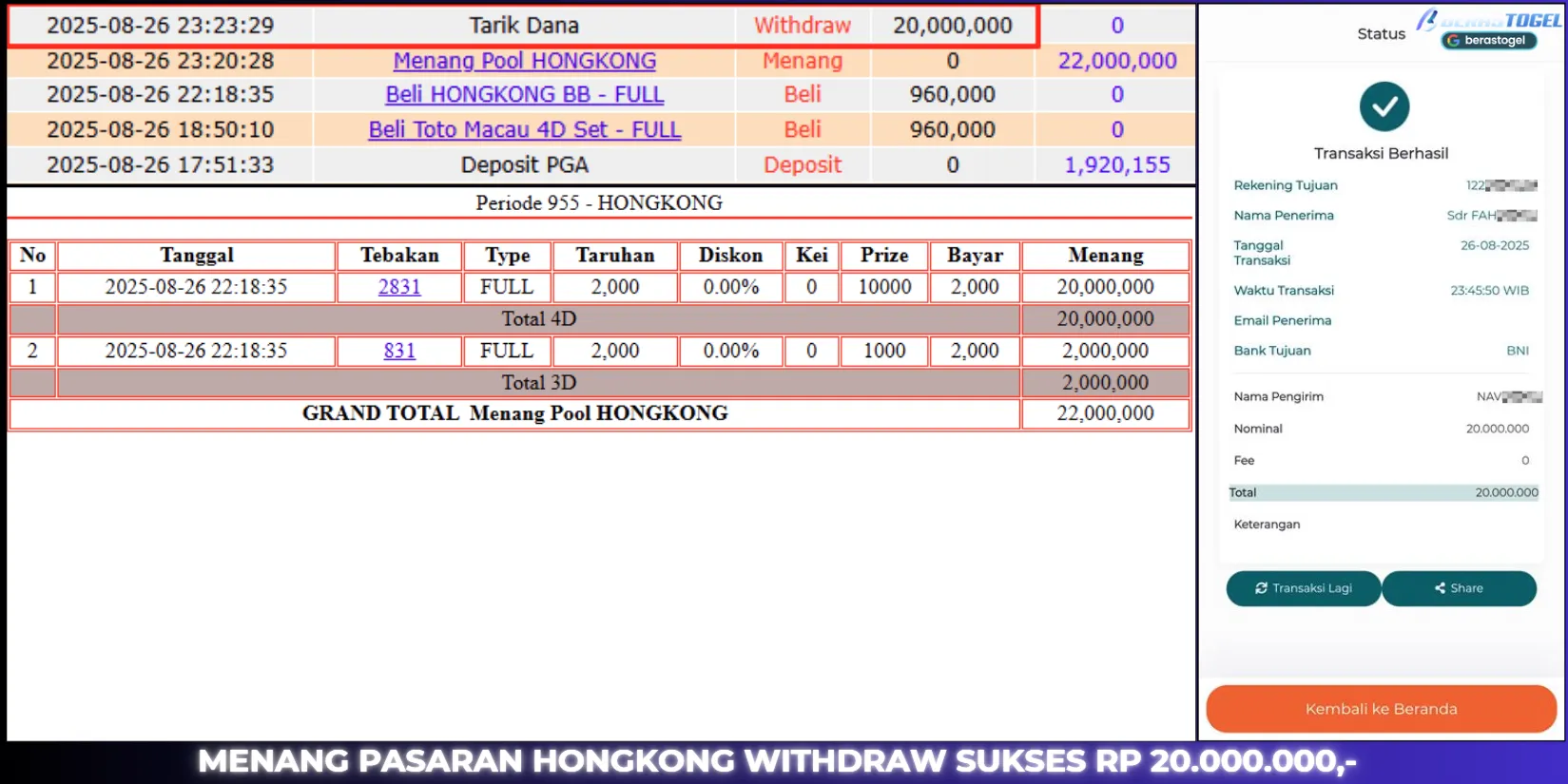BUKTI JACKPOT BERASTOGEL TOGEL