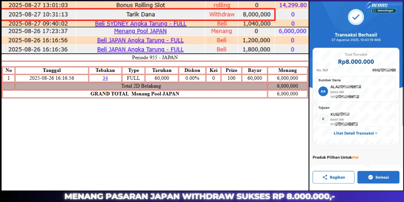 BUKTI JACKPOT BERASTOGEL TOGEL