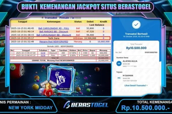 BUKTI JACKPOT BERASTOGEL TOGEL
