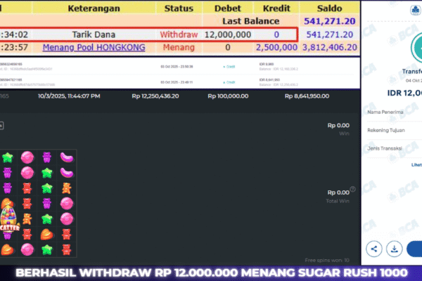 JACKPOT GACOR SLOT BERASTOGEL : SUGAR RUSH 1000 RP. 12.000.000 BUKTI JACKPOT BERASTOGEL SLOT