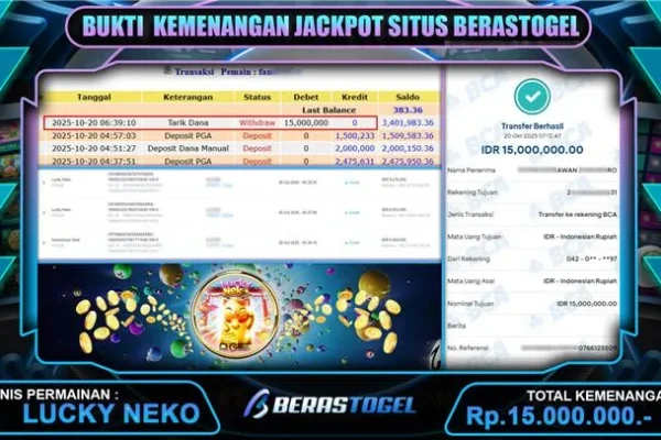 BUKTI JACKPOT BERASTOGEL SLOT