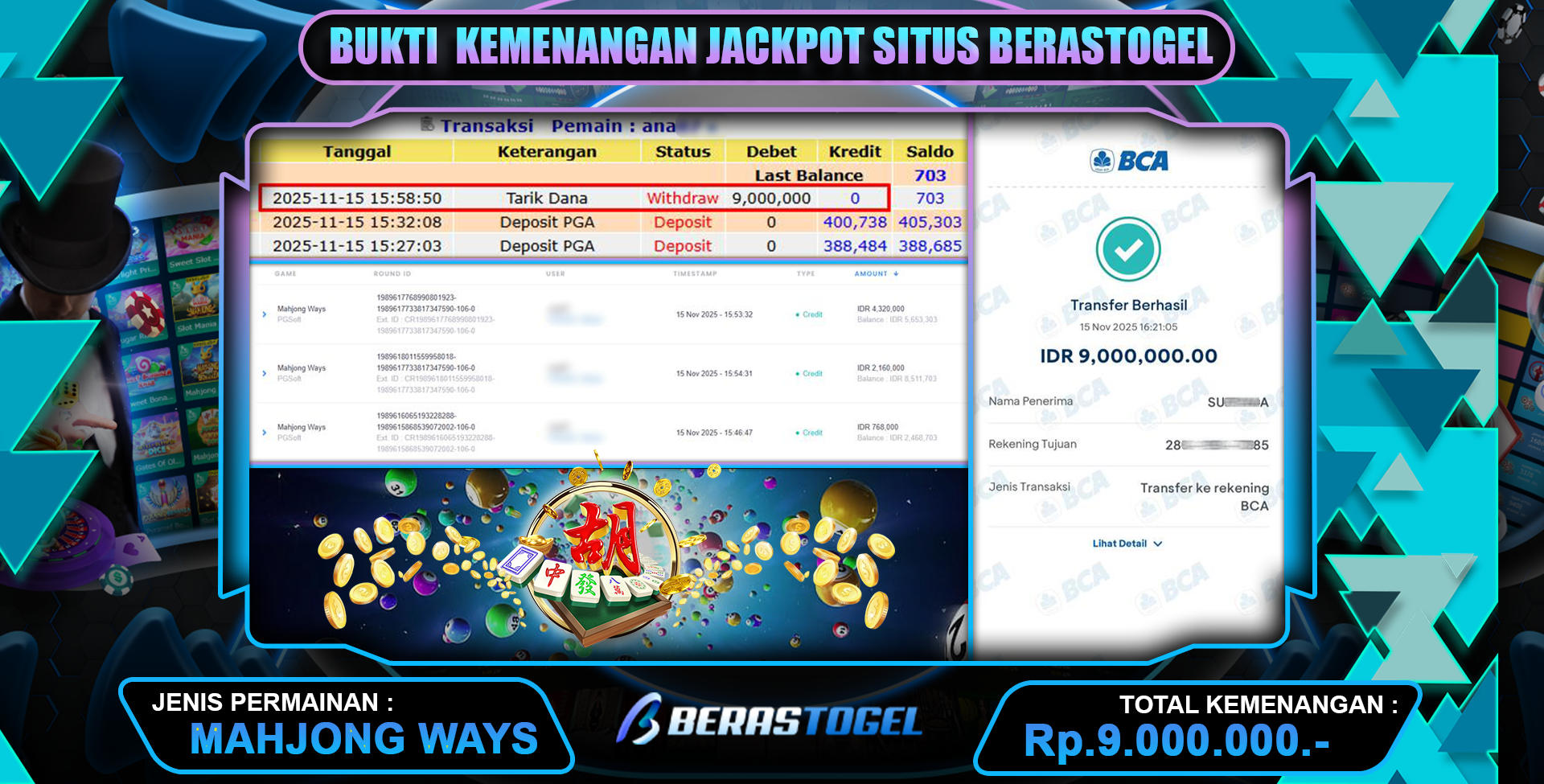 Modal Kecil Spin Mahjong Ways BERASTOGEL Kasih JP