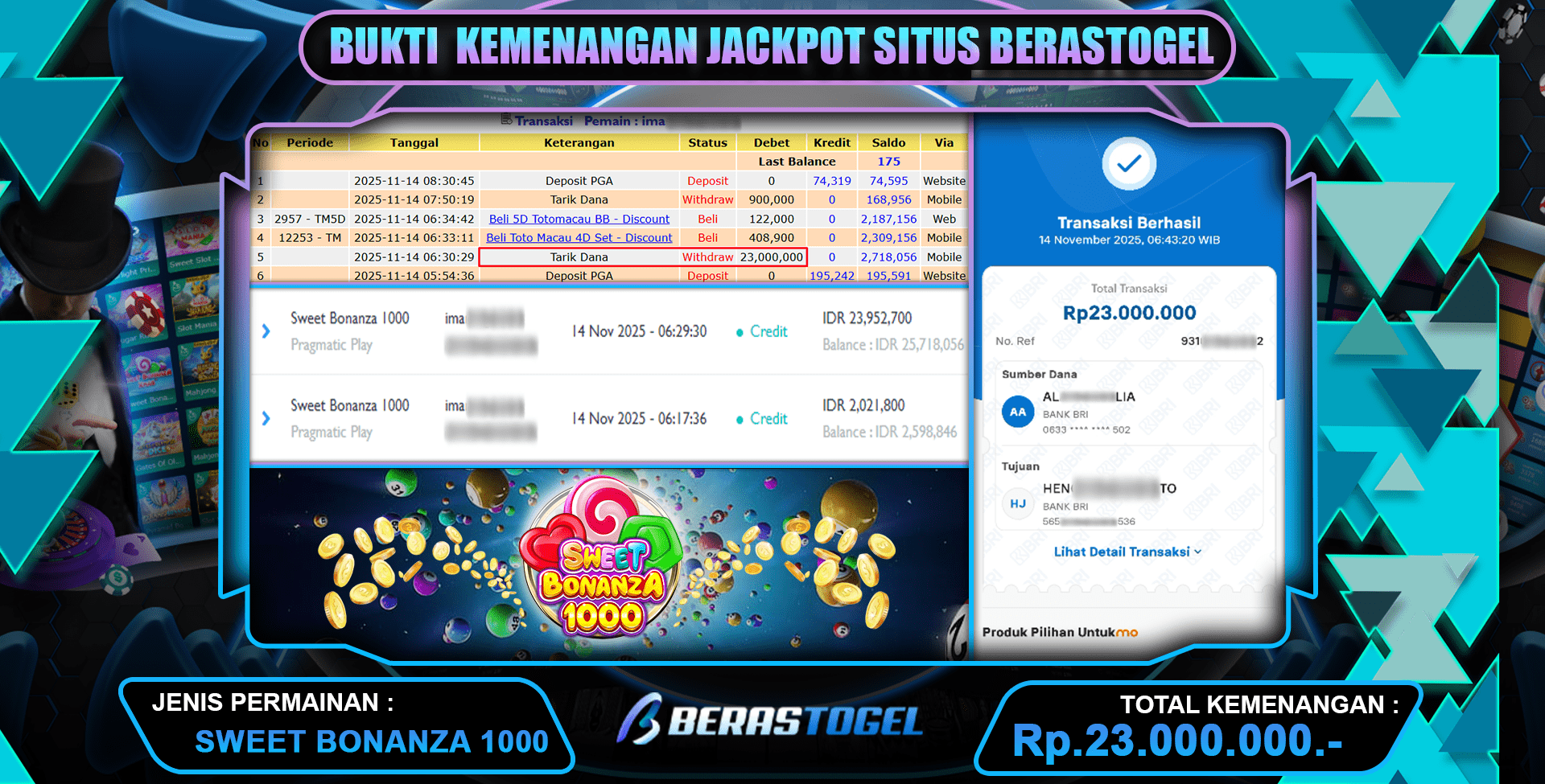 LEDAKAN CUAN BERASTOGEL BONANZA