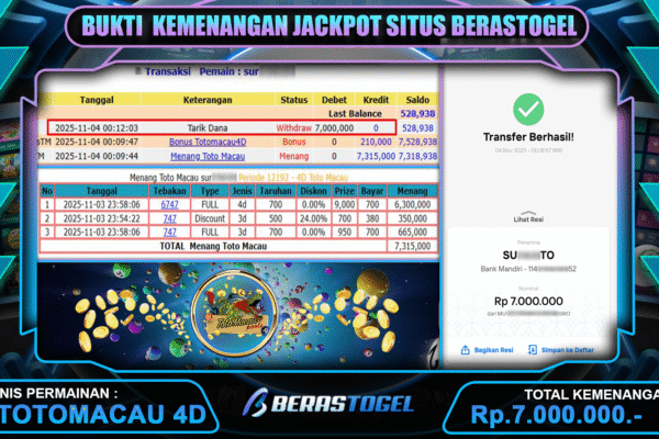 BERHASIL JACKPOT TOTOMACAU BERASTOGEL