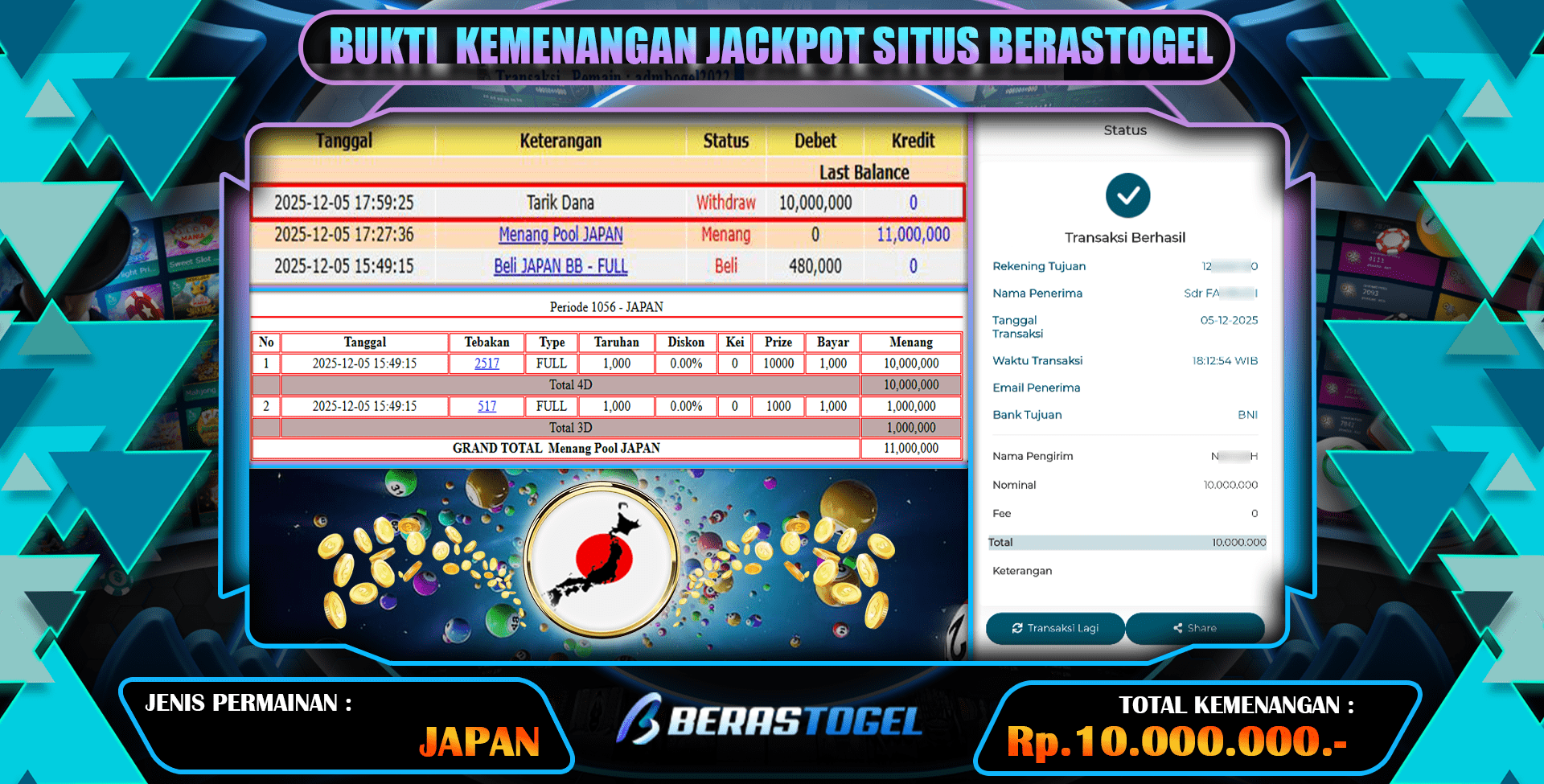 BUKTI MENANG JAPAN BERASTOGEL