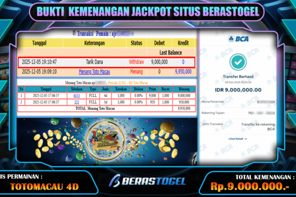 JACKPOT DIBAYAR LUNAS BERASTOGEL