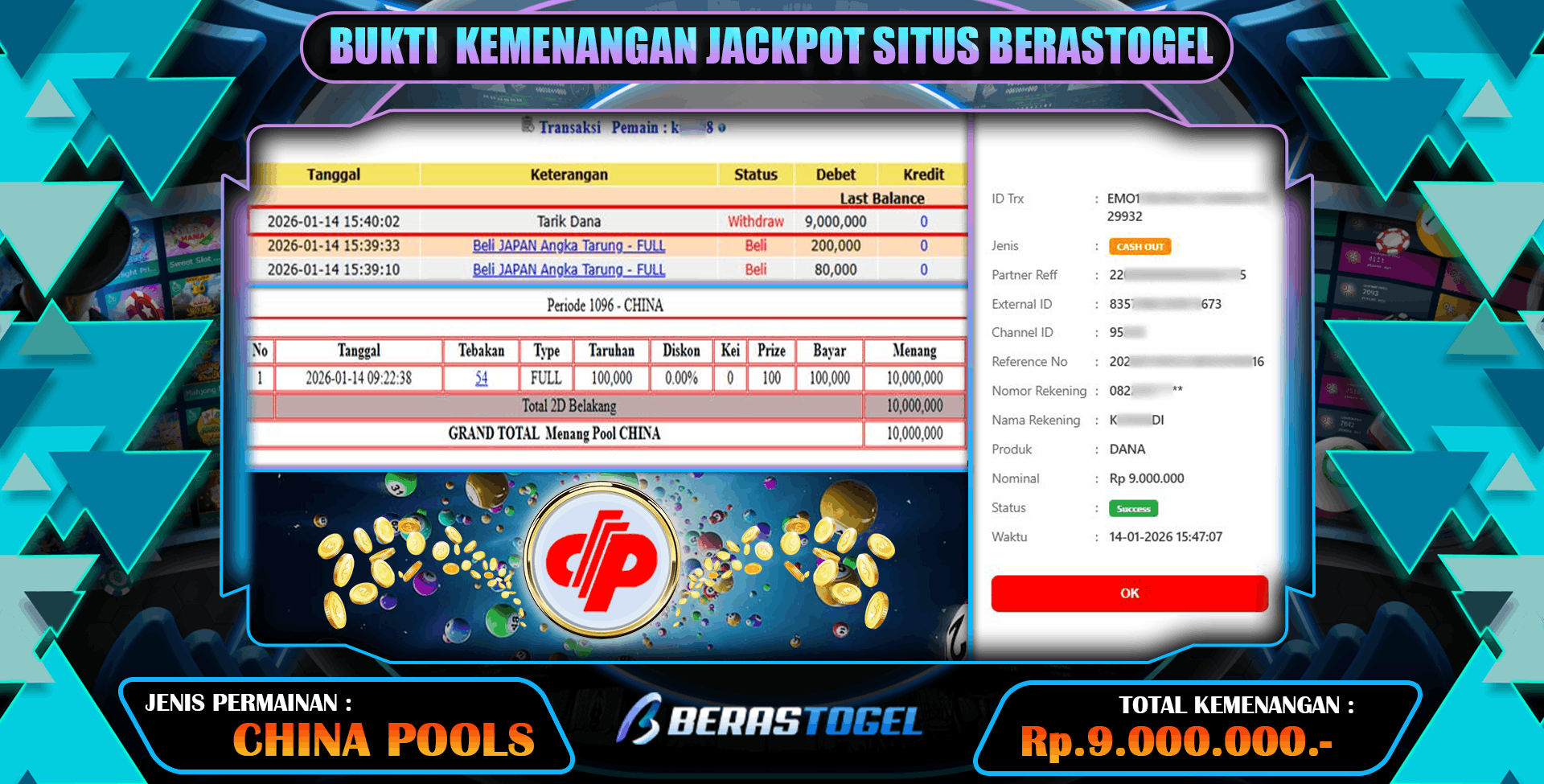 BUKTI MENANG DI BERASTOGEL