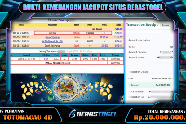 HASIL JACKPOT TOTOMACAU BERASTOGEL