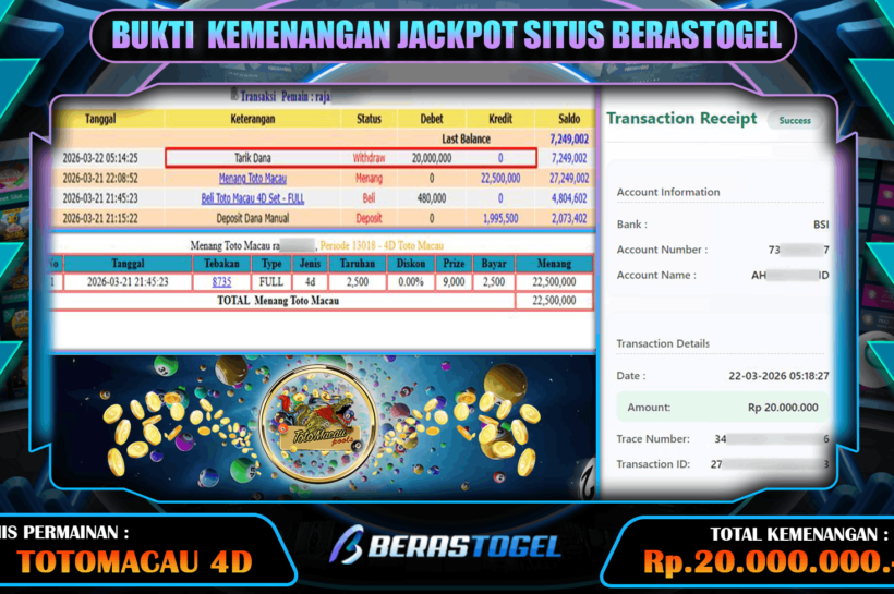 HASIL JACKPOT TOTOMACAU BERASTOGEL