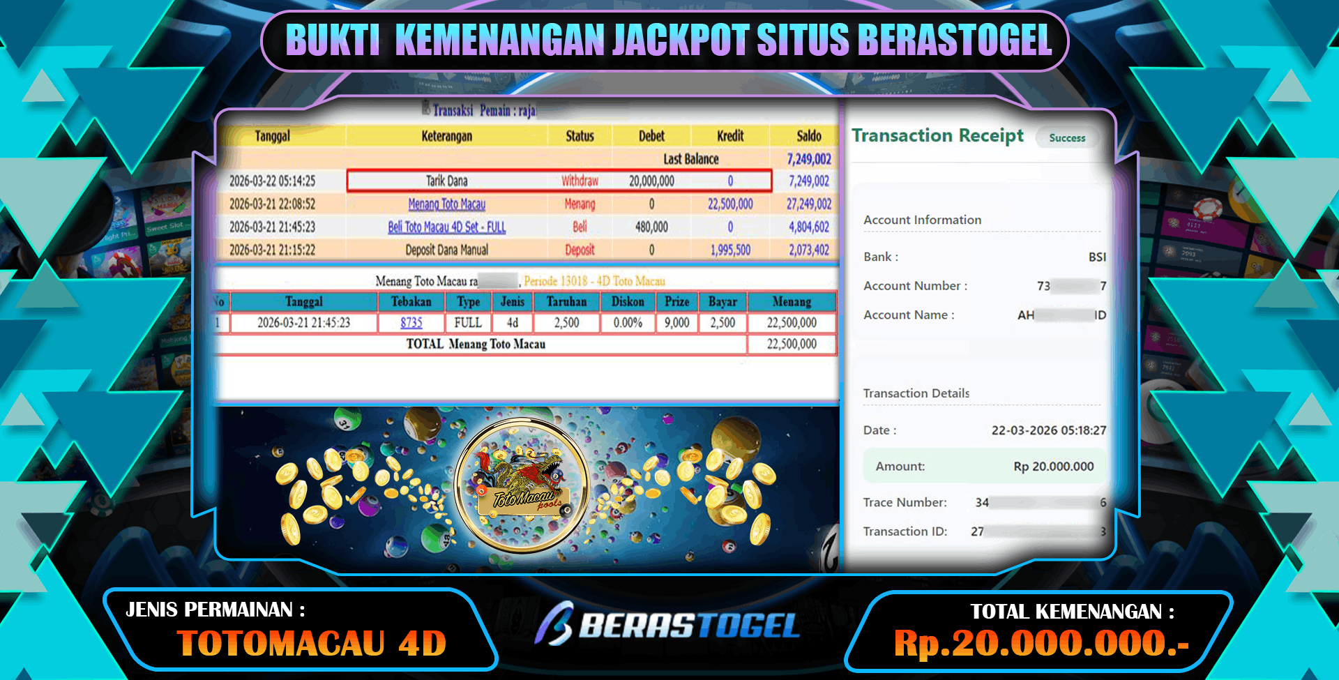 HASIL JACKPOT TOTOMACAU BERASTOGEL