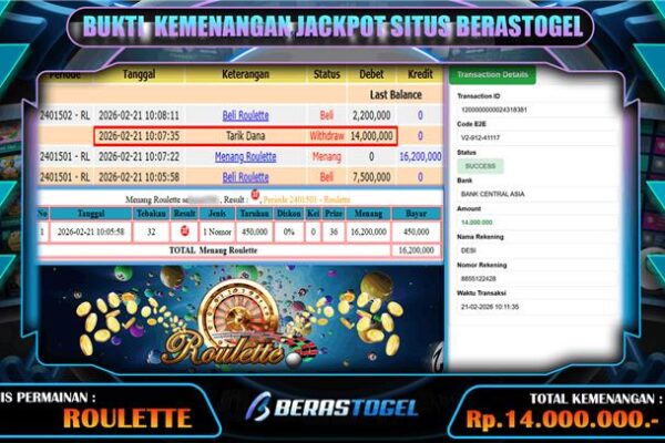 JACKPOT PADA ROULETTE BERASTOGEL