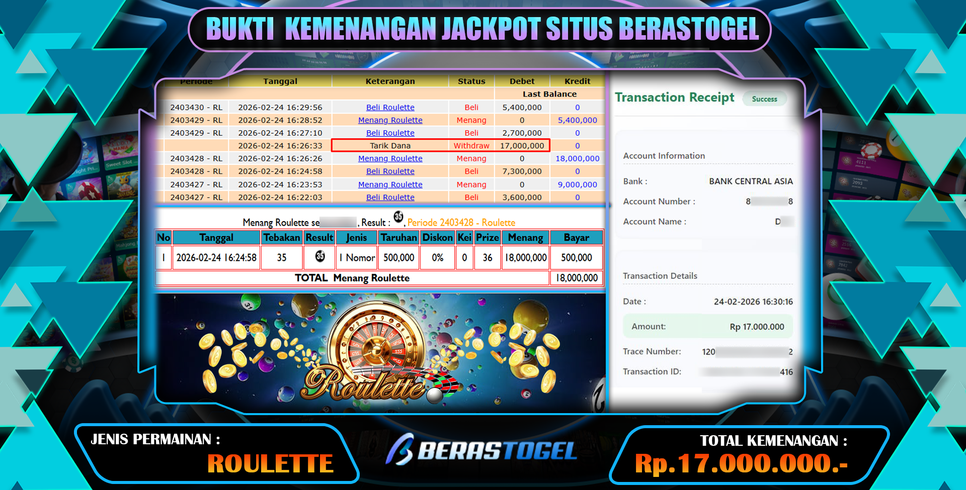 JACKPOT CASINO ROULETTE BERASTOGEL