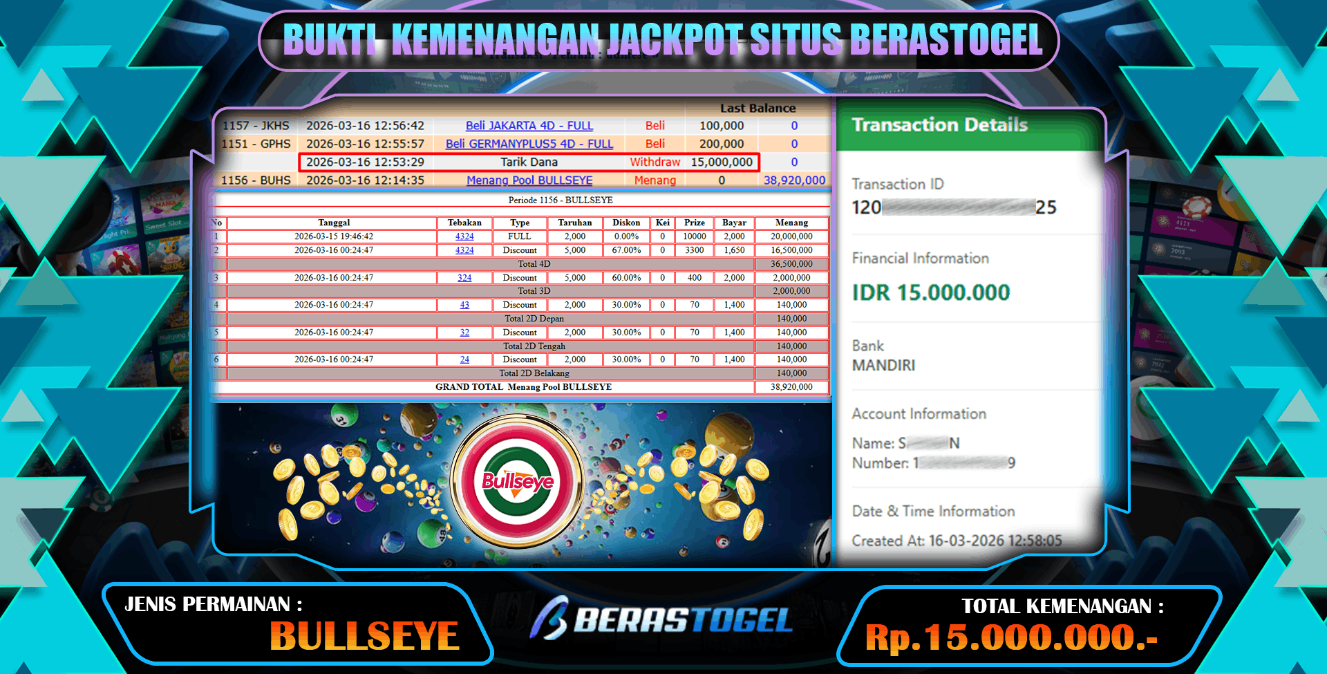 PUAS BANGET BULLSEYE BERASTOGEL