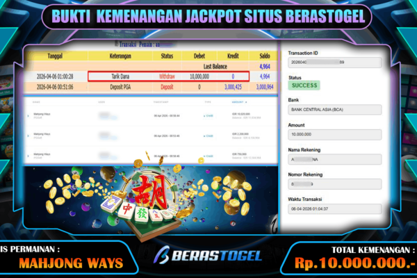CUAN TANPA BATAS BERASTOGEL TEMBUS 10 JUTA