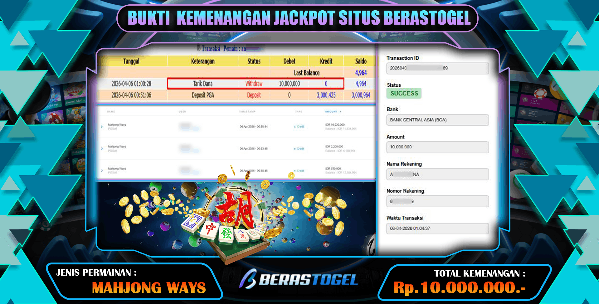 CUAN TANPA BATAS BERASTOGEL TEMBUS 10 JUTA