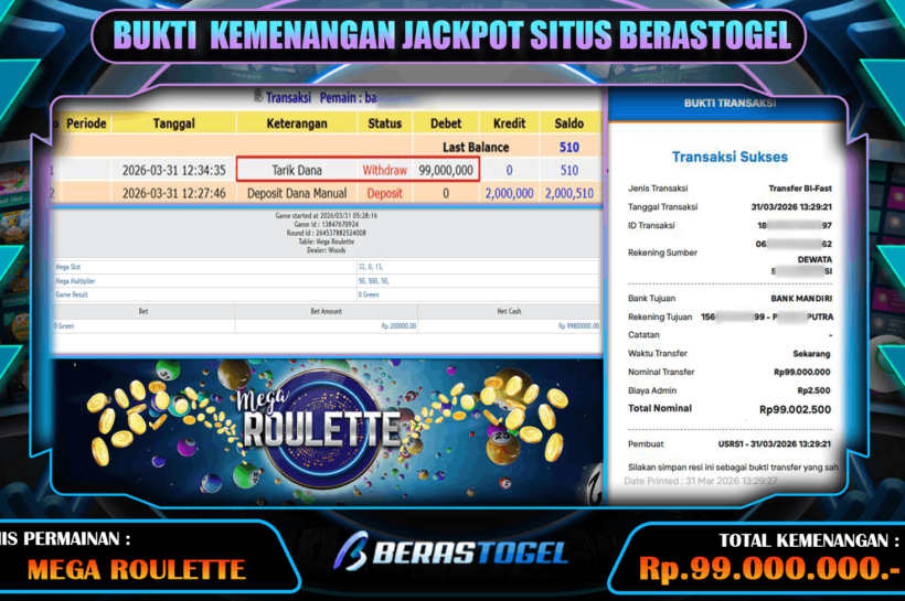 HASIL JP CASINO BERASTOGEL