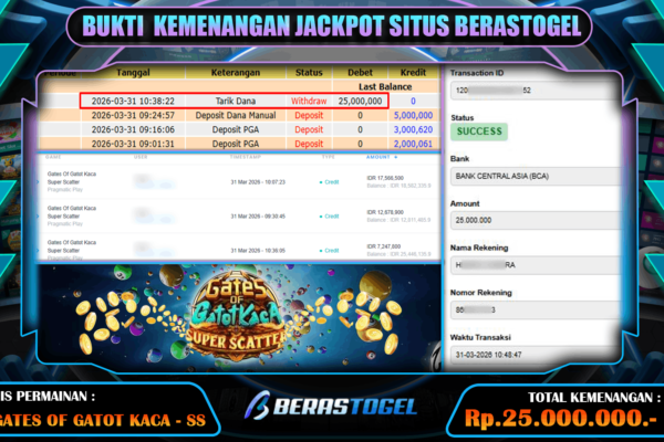 BUKTI GACOR BERASTOGEL JACKPOT