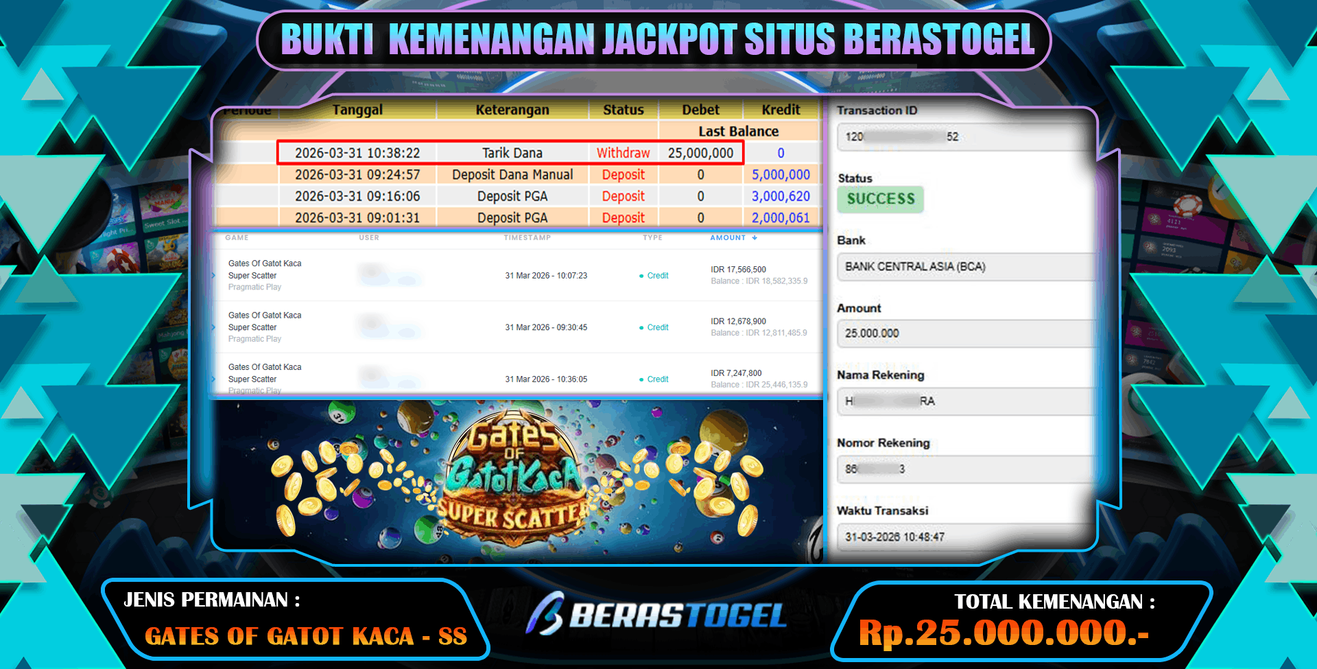 BUKTI GACOR BERASTOGEL JACKPOT